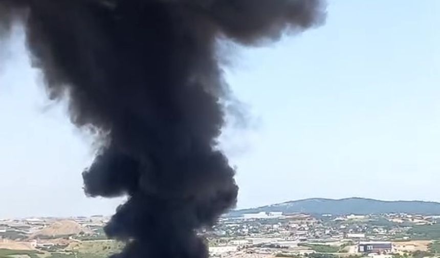 Gebze'de Çöp Ayrıştırma Tesisi Bahçesinde Yangın