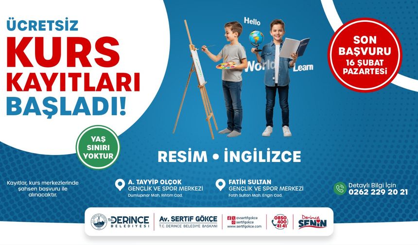 DERİNCE’DE EĞİTİME DESTEK: ÜCRETSİZ RESİM VE İNGİLİZCE KURSLARI BAŞLIYOR