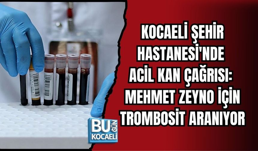KOCAELİ ŞEHİR HASTANESİ'NDE ACİL KAN ÇAĞRISI: MEHMET ZEYNO İÇİN TROMBOSİT ARANIYOR