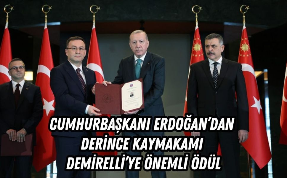 CUMHURBAŞKANI ERDOĞAN’DAN DERİNCE KAYMAKAMI DEMİRELLİ’YE ÖNEMLİ ÖDÜL
