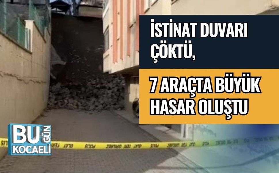 İstinat Duvarı Çöktü, 7 Araçta Büyük Hasar Oluştu