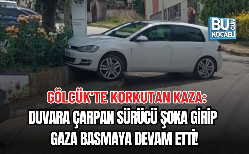 GÖLCÜK'TE KORKUTAN KAZA: DUVARA ÇARPAN SÜRÜCÜ ŞOKA GİRİP GAZA BASMAYA DEVAM ETTİ!