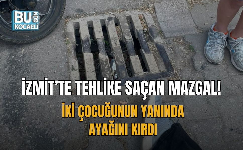 İZMİT’TE TEHLİKE SAÇAN MAZGAL! İKİ ÇOCUĞUNUN YANINDA AYAĞINI KIRDI